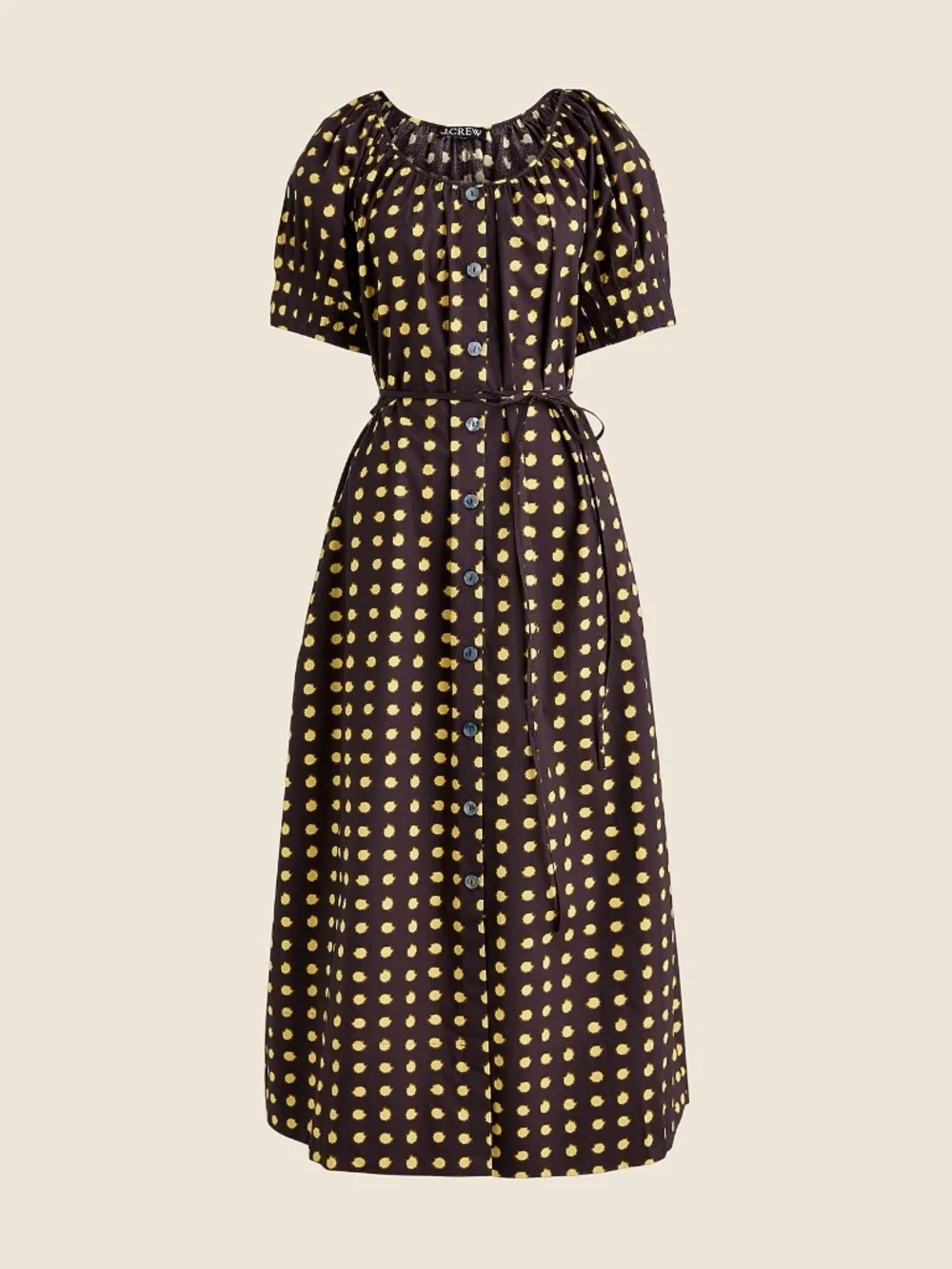 J-Crew Button-up midi dress in dot cotton poplin size-S